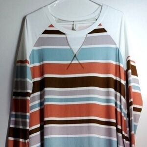 Together Clothing women's Colorblock Stripe Long Sleeve T Shirt Dress NWOT